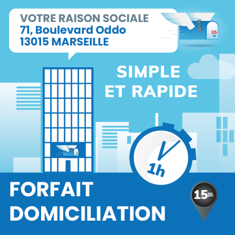 Domiciliation d'entreprise à Marseille 15ème (1 an)